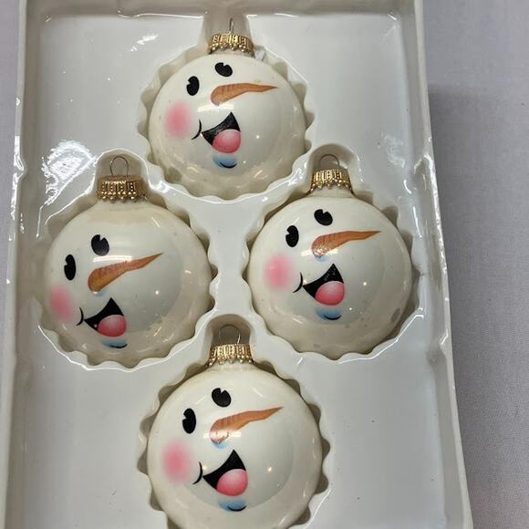Snowmen Hand Painted 3” Bulb Tree Ornaments Christmas By KREBS Made  in USA(4) - Picture 1 of 4